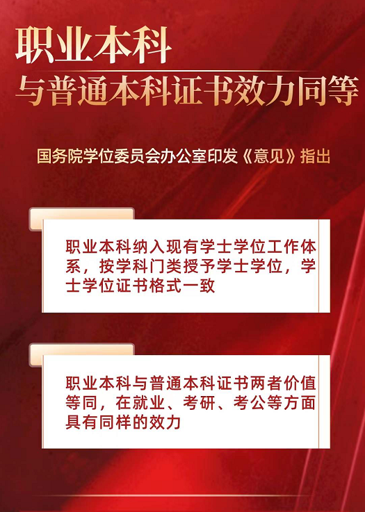 又一利好消息，教育部再發(fā)文：職業(yè)本科與普通本科證書效力同等！